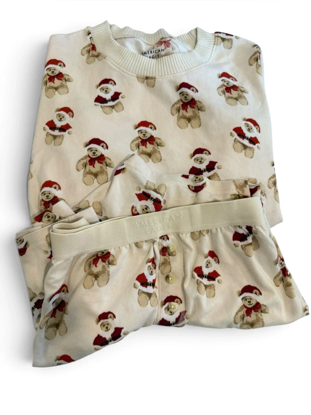 American Eagle Holiday Teddy Bear Plush PJ Set XL